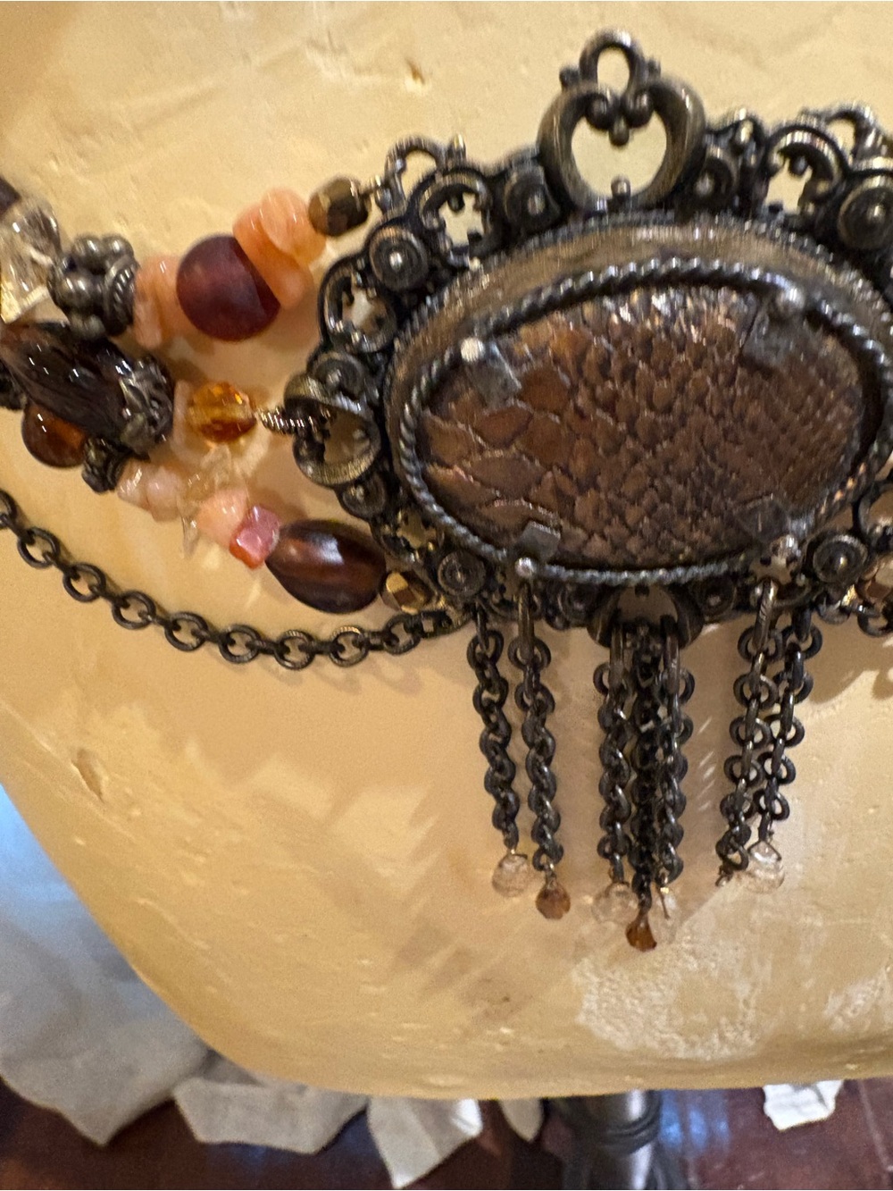 Maya Brown and Amber Beaded Statement Belt - Picture 3 of 4
